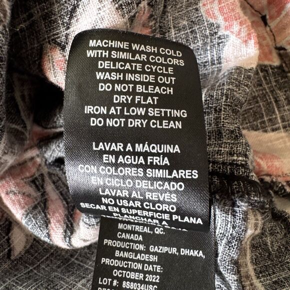 Nicole Miller Dress Womens Small Linen Black Floral A Line Tiered Trim V Neck - Picture 5 of 8